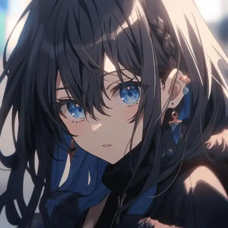 黑发蓝瞳#二次元 #动漫 #优质头像 #动漫女头 #二次元少 - 抖音