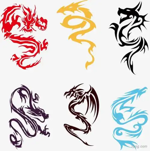 矢量龙纹纹身图腾彩色