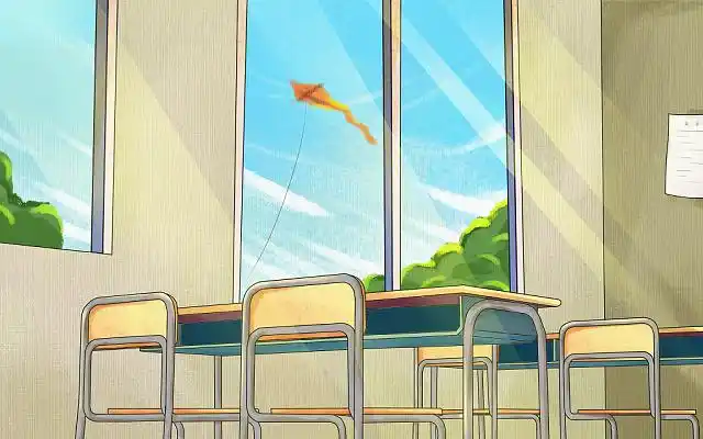 场景jpg素材卡通青春校园插画毕业照卡通校园教室插画毕业照校园青春