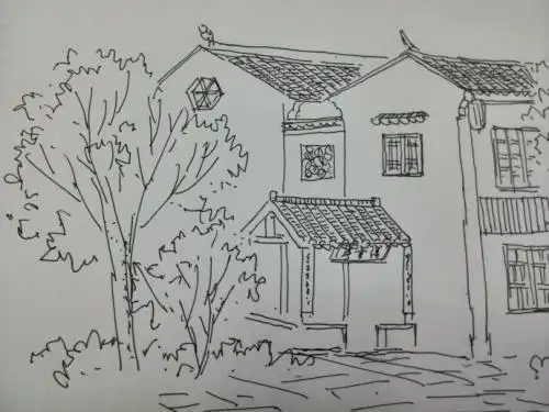 黎里古镇风景简笔画