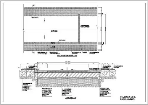 某厂区沥青混凝土道路标准横断面cad布置图及细部结构图(甲级院设计)