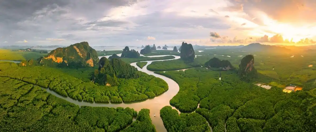 泰国攀牙湾安达曼海的红树林3440x1440电脑壁纸_4k风景图片高清壁纸