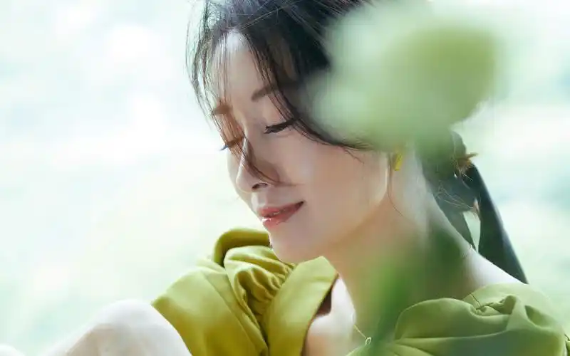 刘敏涛绿色套装清爽写真桌面壁纸