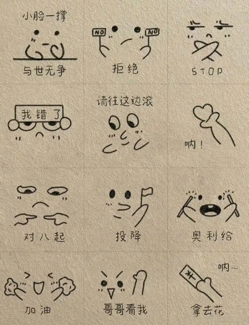 传纸条简笔画表情[期待]