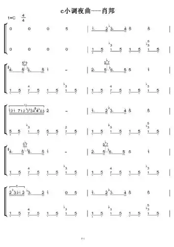 肖邦c小调夜曲 初学者c调简易版 钢琴双手简谱 钢琴简谱 钢琴谱