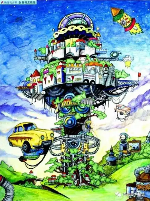 素材分享——富于创想力的科幻主题儿童画_想象力