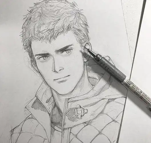 铅笔手绘,阳光帅气的动漫男生线稿