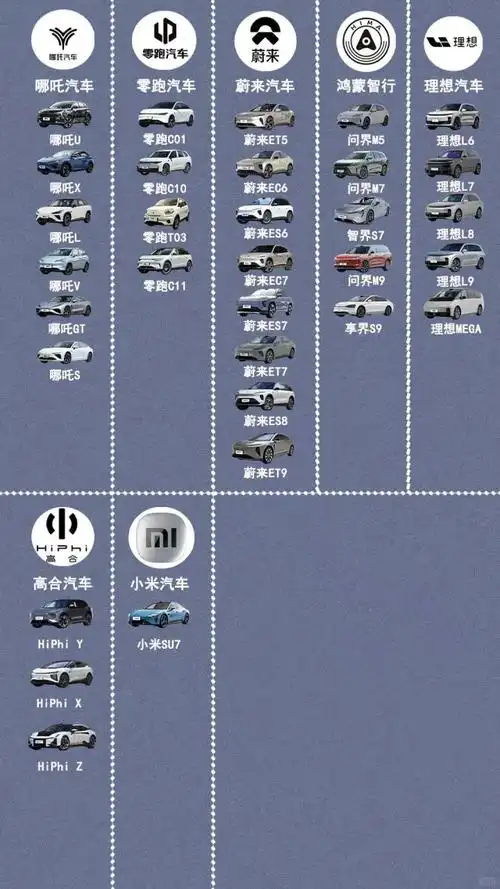 国产热门新能源汽车全系图谱