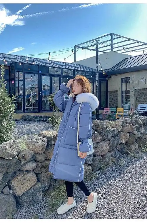 冬天衣服女生韩版羽绒服学生冬季保暖中长款外套女2020时尚冬季 天空