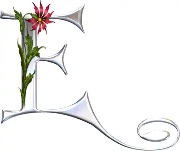 银色花藤缠绕装饰英文字母psd素材e