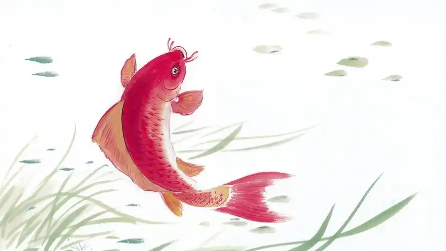 古典中国风水墨画金鱼电脑壁纸