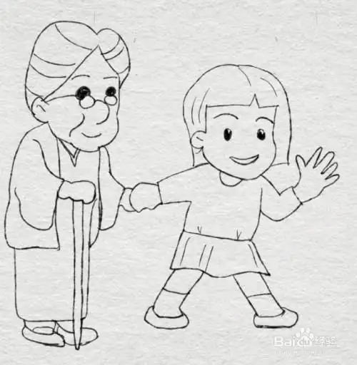 简笔画--文明礼仪之助人为乐--过马路