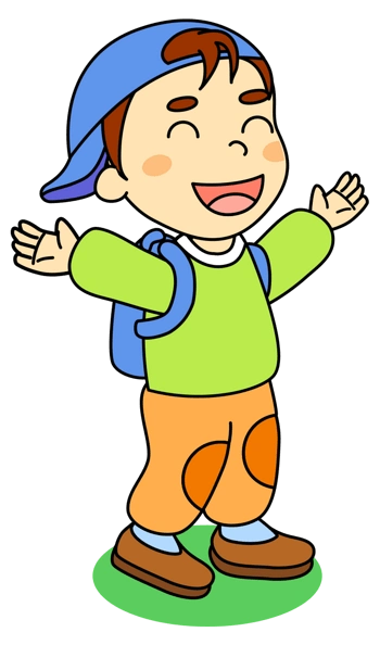 卡通手绘可爱小朋友背书包