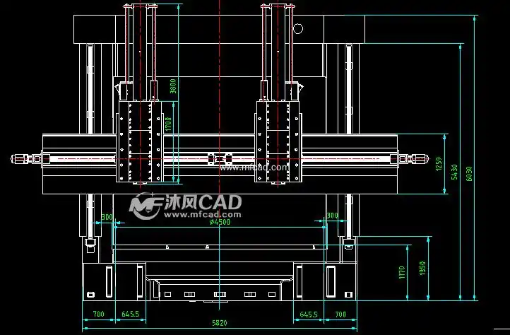 5米立车总装配图 - autocad机械加工机床图纸下载 - 沐风图纸