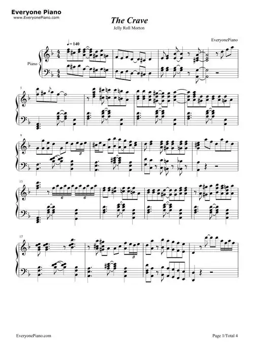 thecrave海上钢琴师插曲爵士版五线谱预览1