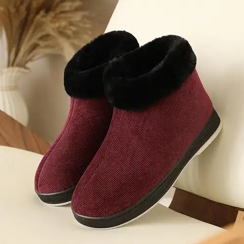 中老年人老式棉鞋加厚保暖防滑室内外穿高包跟棉拖鞋居家棉拖