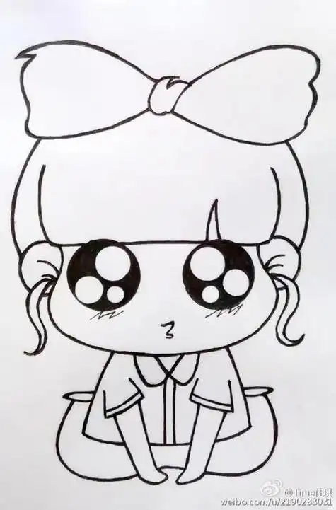 简笔画少女萌萌哒