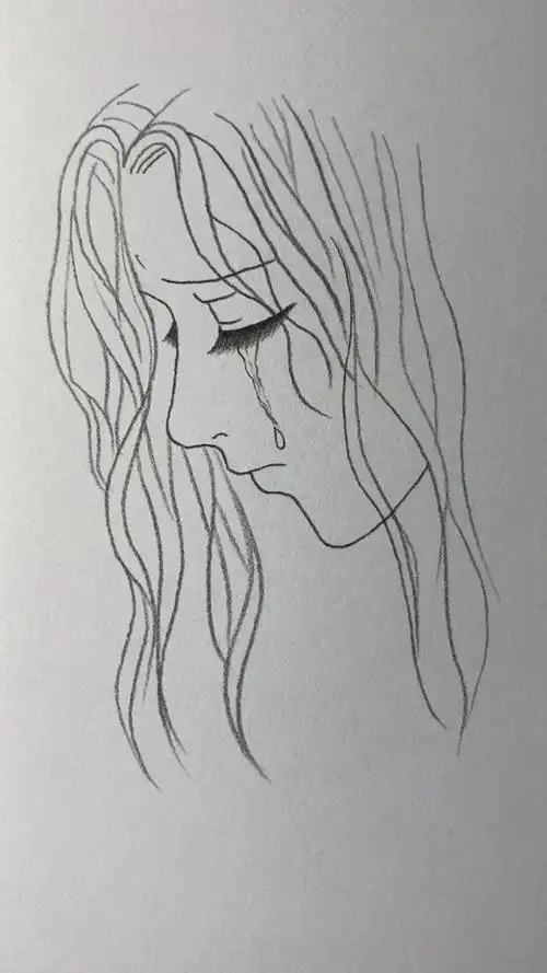 画伤心的女孩