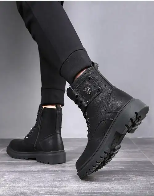 沙驰专柜同款 国际潮鞋 男鞋棉鞋马丁靴男高帮加绒