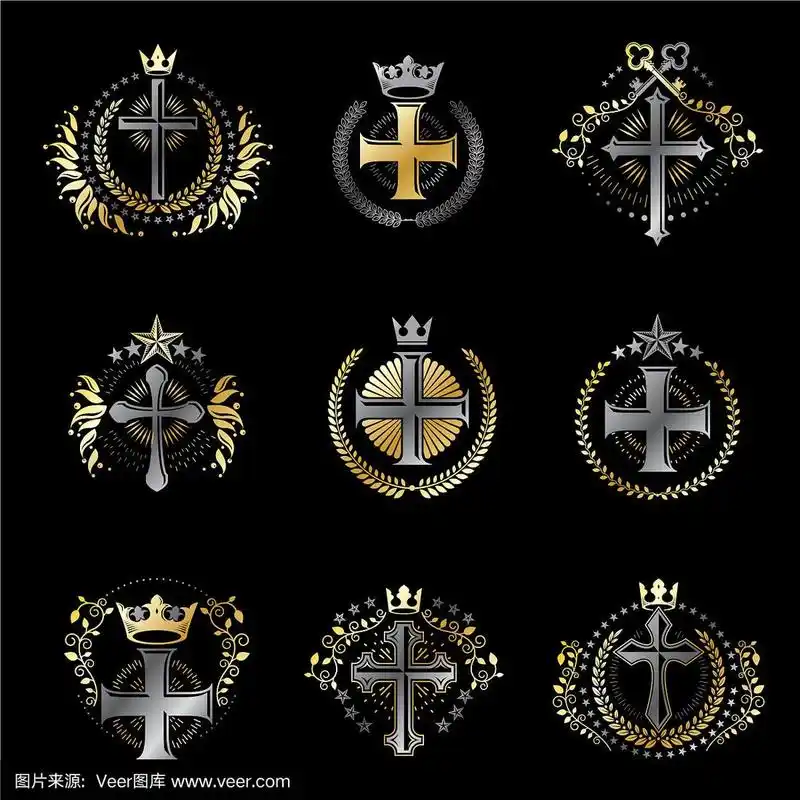 基督教十字架的标志设置纹章外衣