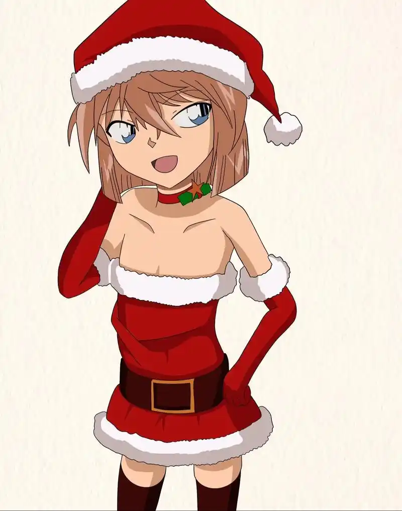 灰原哀圣诞节红裙装|名侦探柯南|简笔画过程 #二次元 #画画 - 抖音