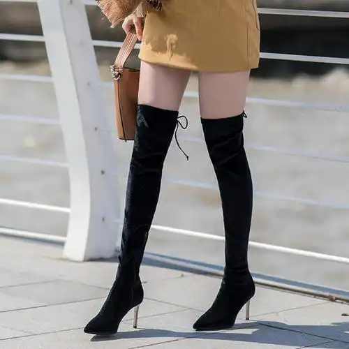 73hoursdearjessie新款过膝长筒靴细跟高跟高筒靴子女