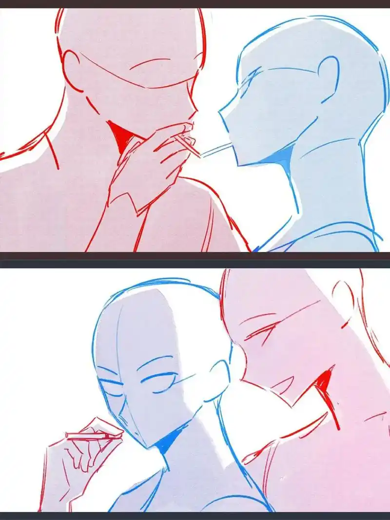 双人线稿-情侣互动画画素材⑥.#插画 #板绘 #procre - 抖音