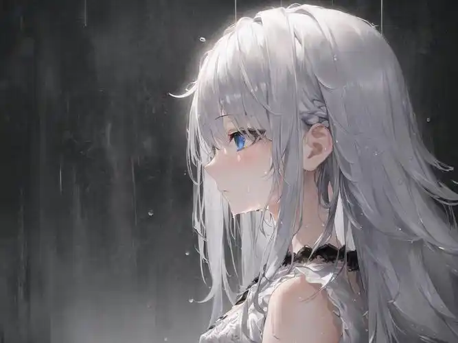 蓝眼睛 白发 动漫女孩4k壁纸图片