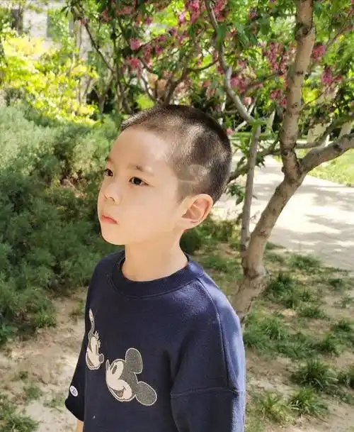 原创检验帅哥标准是寸头杜江儿子新照曝光嗯哼剃头表情超搞笑