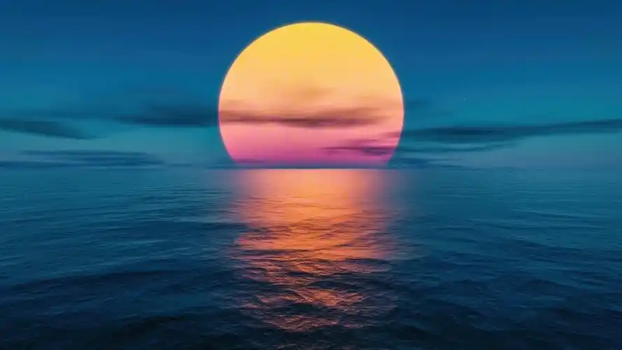 《夕阳》落日 夕阳 大海 唯美 2k(横向动态壁纸)