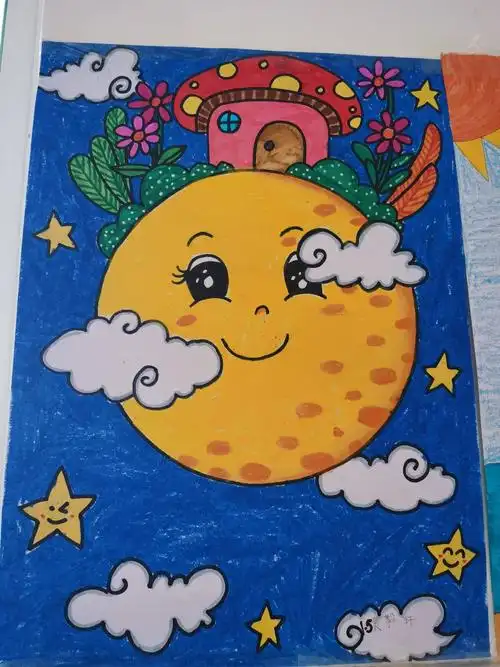 红星小学迎国庆,庆中秋主题绘画展