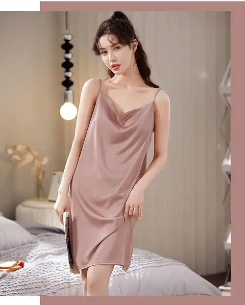 南极人睡衣女款冰丝夏季薄款吊带丝滑宽松性感睡裙春秋温柔系情调纯欲