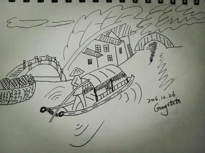 每日一画:水乡 - 简书