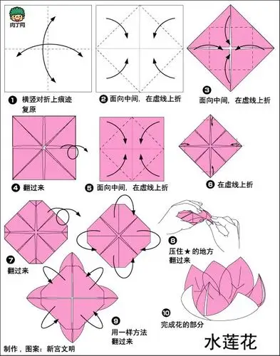 折纸荷花的折法 莲花纸艺diy图解