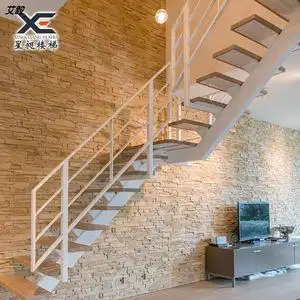 钢木直梁双梁铁艺楼梯室内家用跃层欧式定制阁楼现代简约旋转别墅