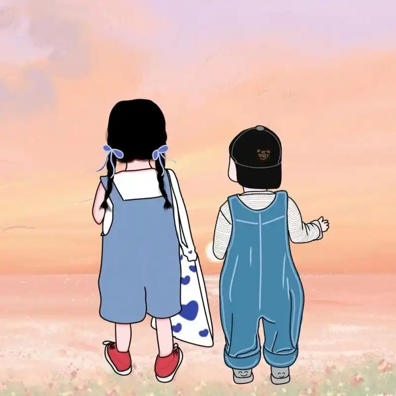 原创手绘兄妹兄弟姐妹姐弟头像背影可爱 是哥哥,是妹妹,是未来为彼此