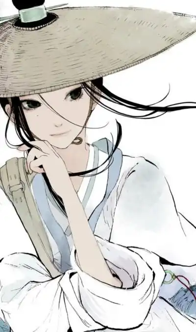 动漫古装 女扮男装 白衣斗箕 黑发飘飘