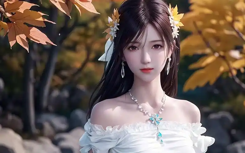 国漫女神4k高清壁纸:长发版徐欣,一袭白衣更显温柔气质