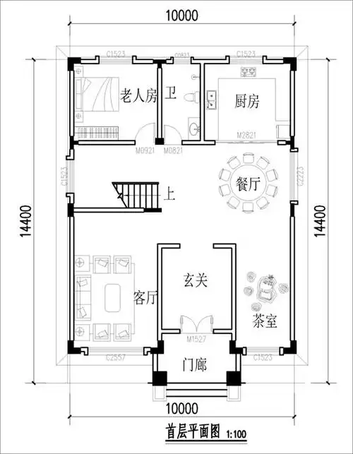 130平米三层农村住宅设计图带外观效果图片