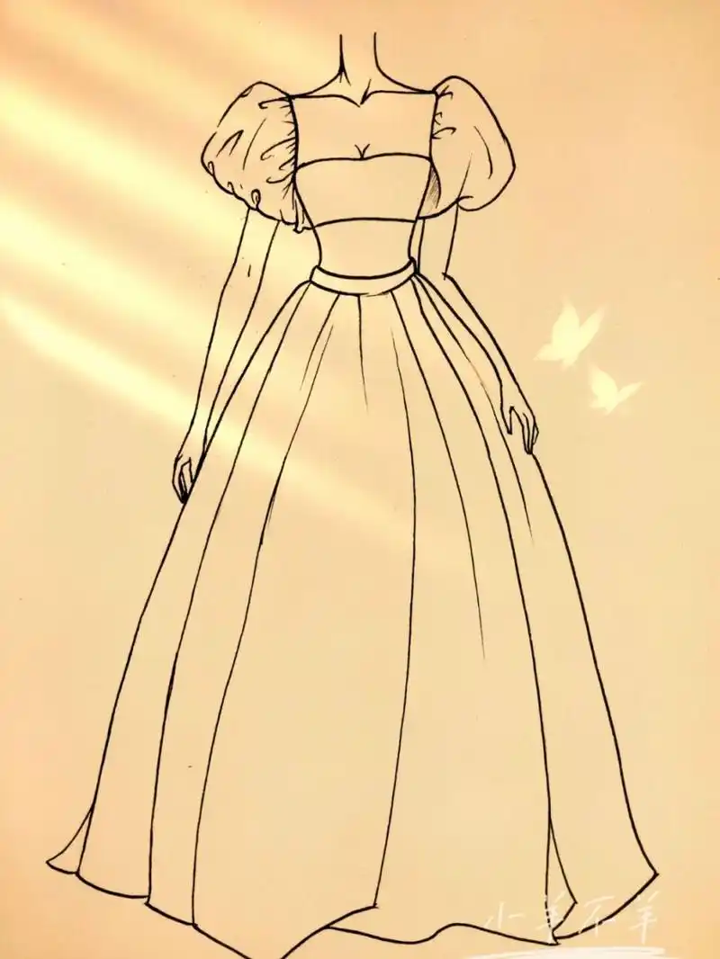 婚纱礼服手绘简笔画74绘画过程 小红书宝宝们中秋节快乐!