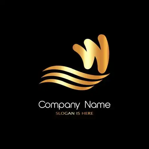 矢量金色w字母商业logo标志