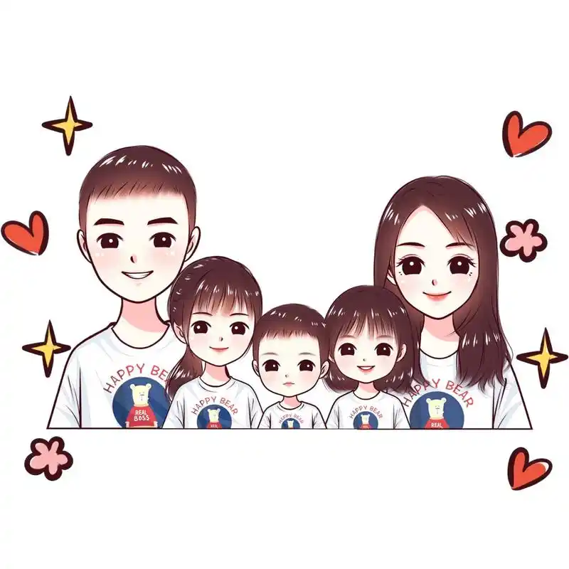 全家福亲子可爱卡通漫画头像一家五口 卡通头像|可爱头像|女生头像