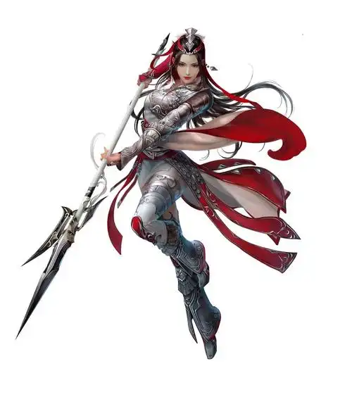 中国风古装3d古风美女战士 方天画戟