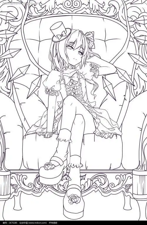 日本少女简笔画污