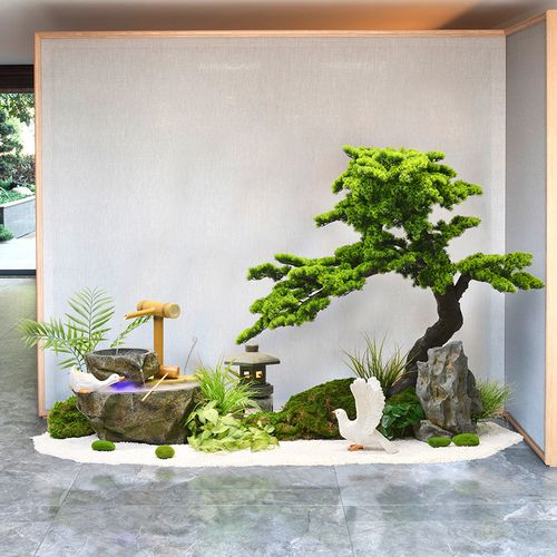 新中式庭院流水造景绿植景观室内客厅茶室循环加湿器仿真摆件水景