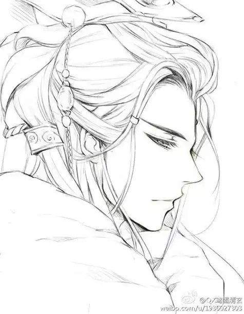 唯美古风手绘简笔画男生古风侧脸简笔画古风动漫简笔画男生集漫画古风