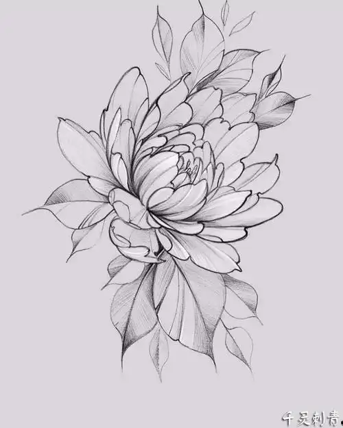 素花纹身手稿图案