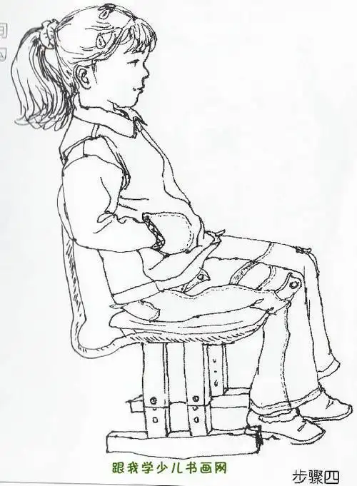 侧面人物坐姿简笔画图片