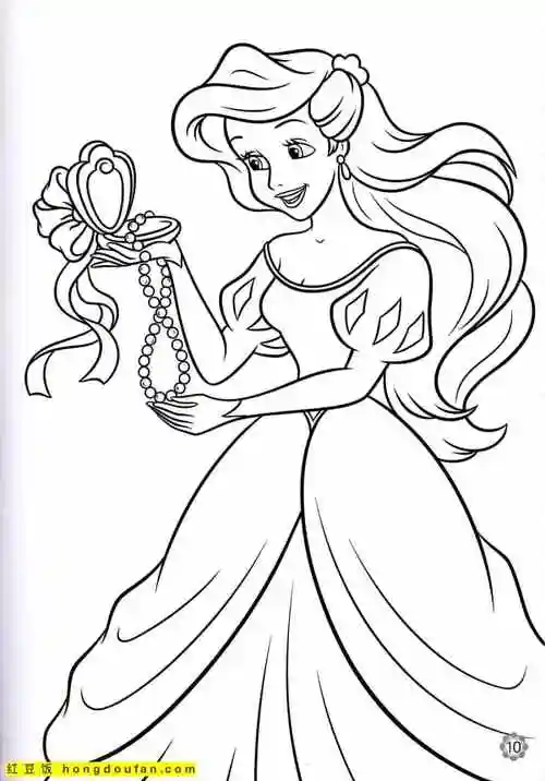 10张迪士尼公主们卡通涂色图片!白雪公主美女与野兽长发公主