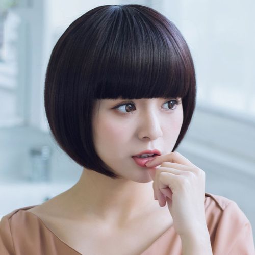 假发女短发真发bobo头内扣韩国波波头套发型齐斜刘海圆脸蓬松逼真